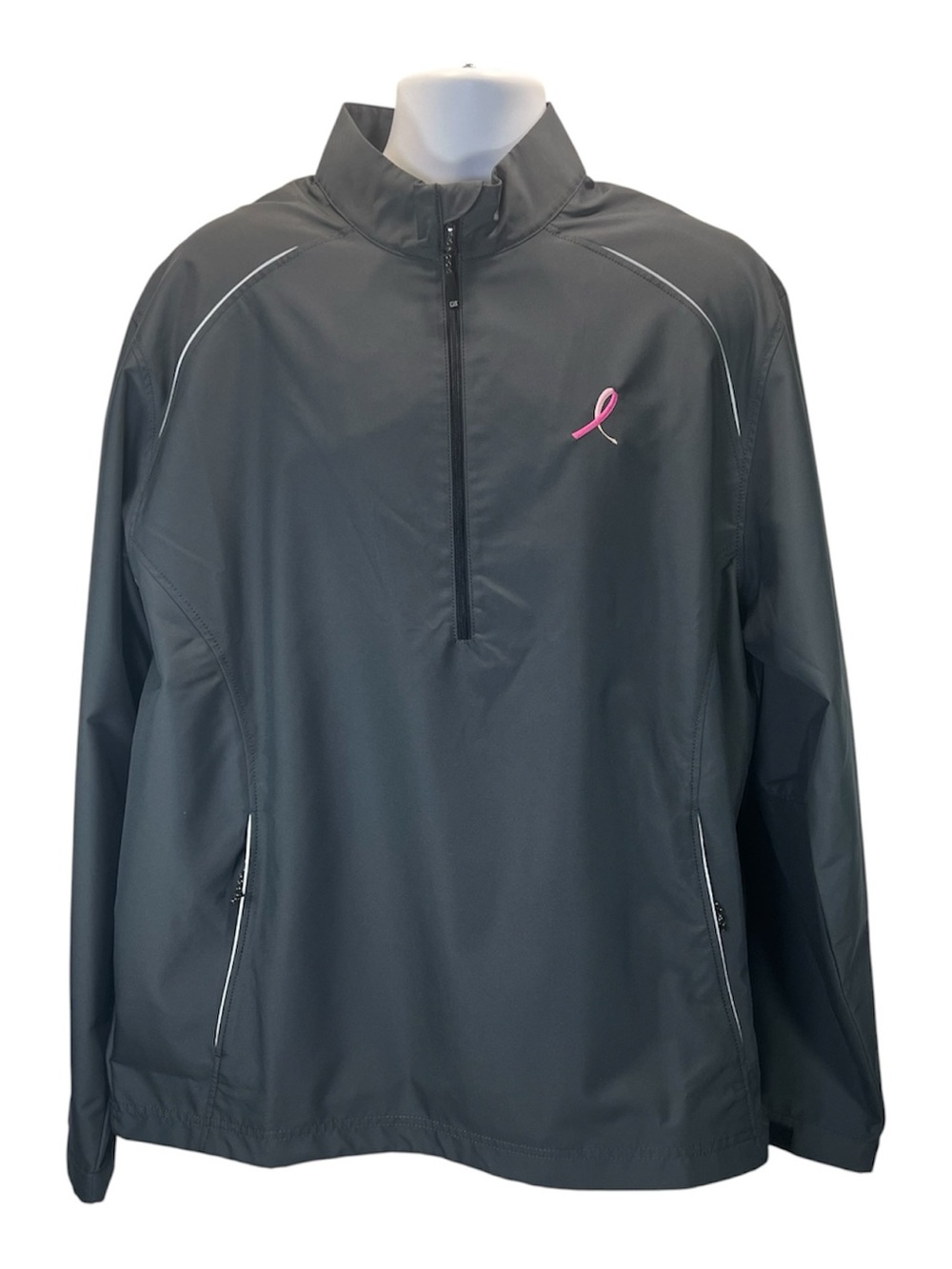 Cutter & Buck Men's NWT Half Zip Jacket Pink Ribbon Breast Cancer Size XL
